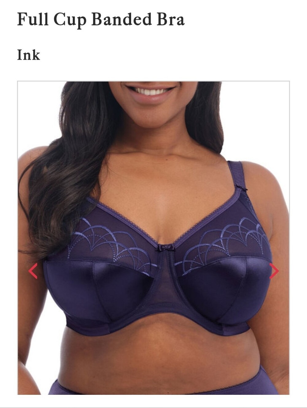 (40H) Elomi Cate Full Cup Banded Bra — Supportive Women’s Bra Lacy Feminine